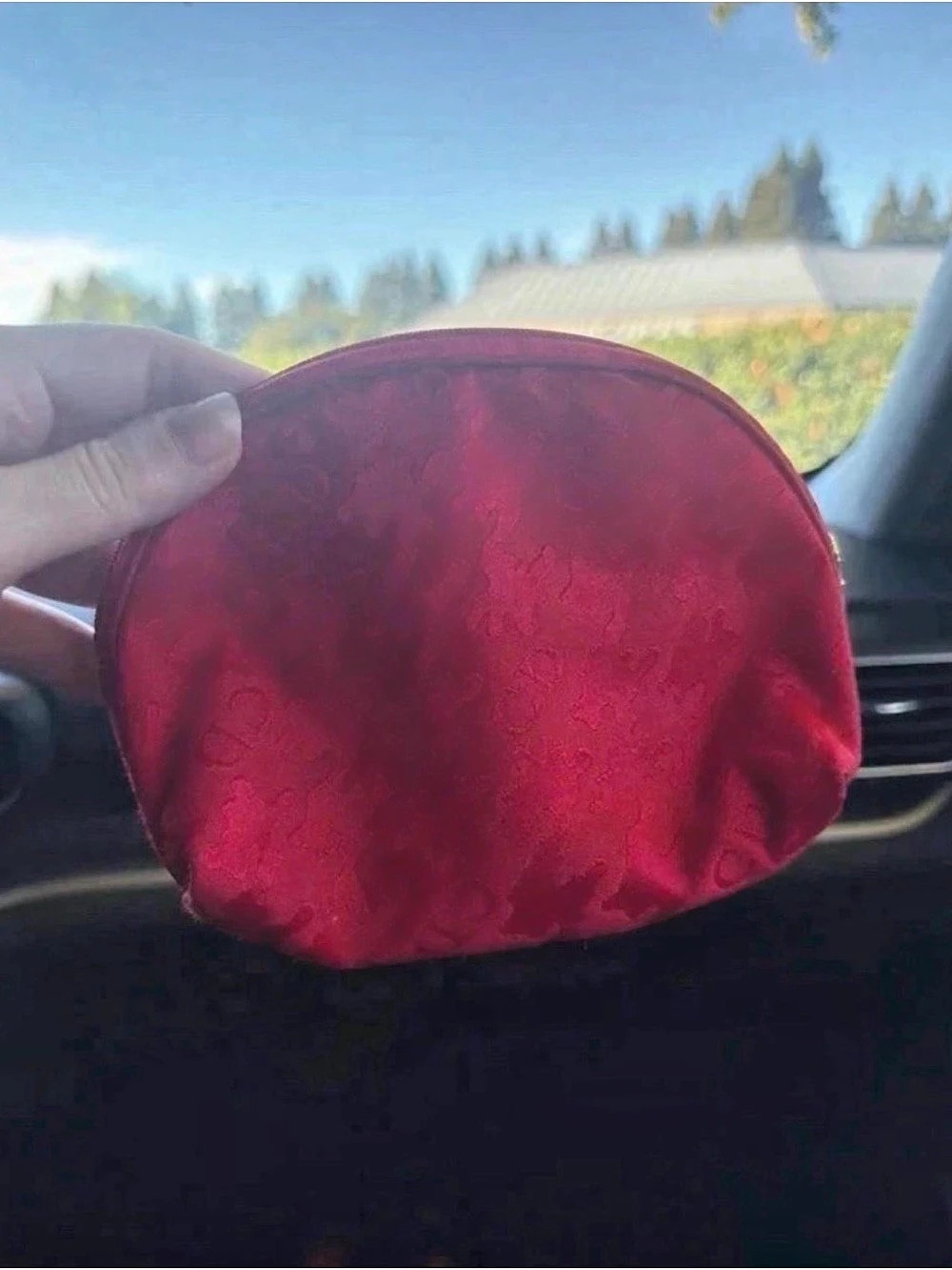 Christian Dior Red Trotter Logo Cosmetic Pouch Red